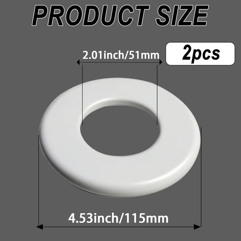 CAcoverVA 2 Pack Wall Split Flange for 2.01 Inch/51mm OD Pipe ABS Escutcheon Plate Self-Adhesive Round Plumbing Cover Plates for Water Pipe Faucet Decoration, White - Image 2